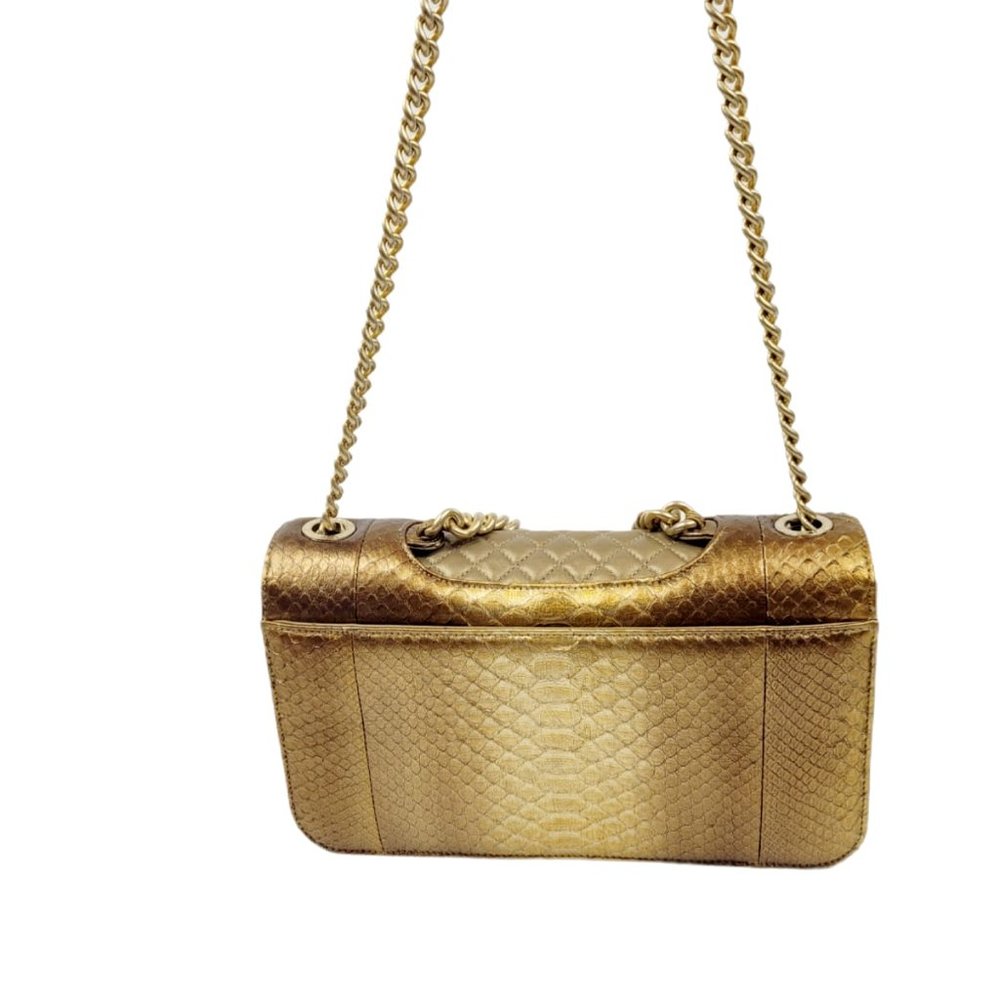 Chanel Two Tone Gold Python Double Flap Bag - Picture 4 of 8
